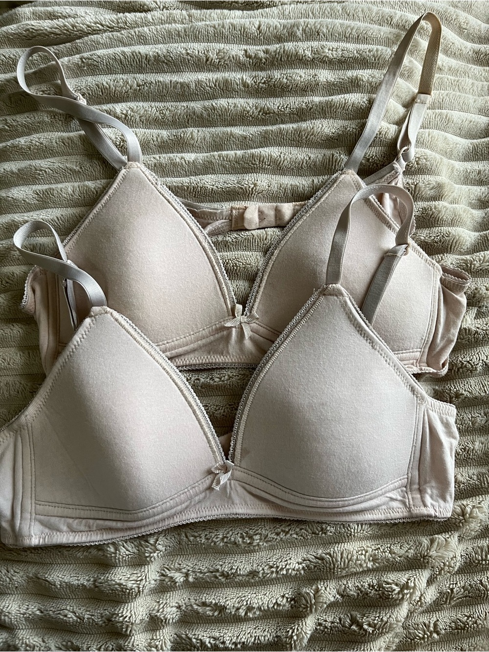 SO Soft Nude & Light Gray Striped and nude Wireless Bras - 36A - Picture 2 of 7
